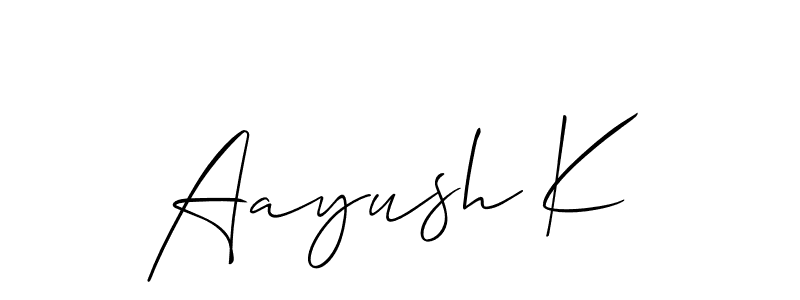 Make a beautiful signature design for name Aayush K. With this signature (Allison_Script) style, you can create a handwritten signature for free. Aayush K signature style 2 images and pictures png