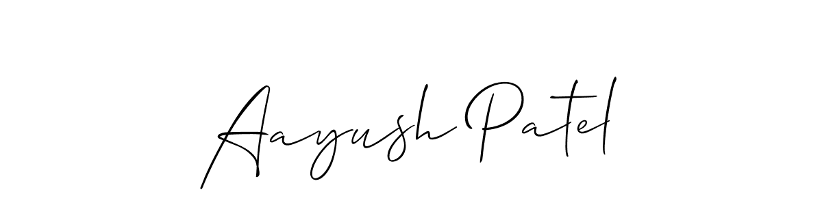 Create a beautiful signature design for name Aayush Patel. With this signature (Allison_Script) fonts, you can make a handwritten signature for free. Aayush Patel signature style 2 images and pictures png