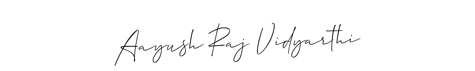 The best way (Allison_Script) to make a short signature is to pick only two or three words in your name. The name Aayush Raj Vidyarthi include a total of six letters. For converting this name. Aayush Raj Vidyarthi signature style 2 images and pictures png