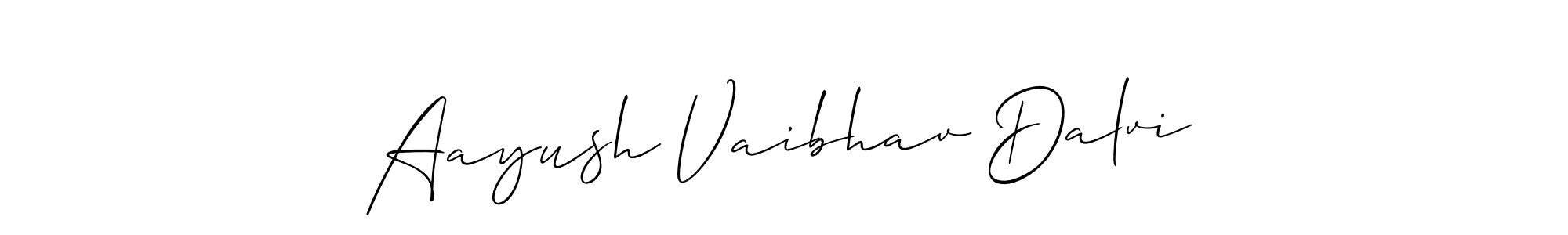 The best way (Allison_Script) to make a short signature is to pick only two or three words in your name. The name Aayush Vaibhav Dalvi include a total of six letters. For converting this name. Aayush Vaibhav Dalvi signature style 2 images and pictures png