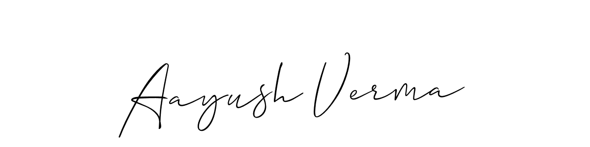 The best way (Allison_Script) to make a short signature is to pick only two or three words in your name. The name Aayush Verma include a total of six letters. For converting this name. Aayush Verma signature style 2 images and pictures png