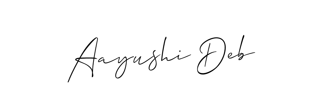 Make a beautiful signature design for name Aayushi Deb. With this signature (Allison_Script) style, you can create a handwritten signature for free. Aayushi Deb signature style 2 images and pictures png