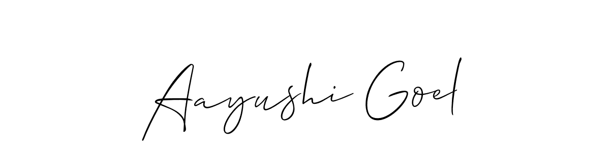 You should practise on your own different ways (Allison_Script) to write your name (Aayushi Goel) in signature. don't let someone else do it for you. Aayushi Goel signature style 2 images and pictures png