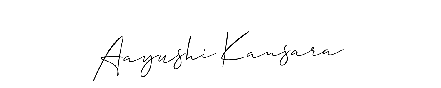 The best way (Allison_Script) to make a short signature is to pick only two or three words in your name. The name Aayushi Kansara include a total of six letters. For converting this name. Aayushi Kansara signature style 2 images and pictures png