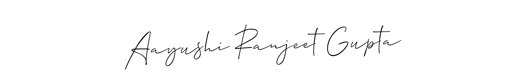 Create a beautiful signature design for name Aayushi Ranjeet Gupta. With this signature (Allison_Script) fonts, you can make a handwritten signature for free. Aayushi Ranjeet Gupta signature style 2 images and pictures png