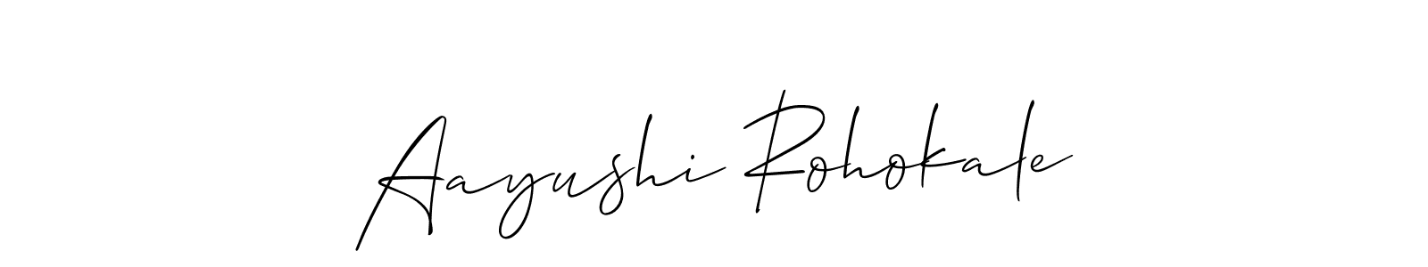 Make a beautiful signature design for name Aayushi Rohokale. With this signature (Allison_Script) style, you can create a handwritten signature for free. Aayushi Rohokale signature style 2 images and pictures png