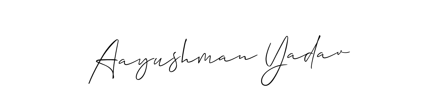 Make a beautiful signature design for name Aayushman Yadav. With this signature (Allison_Script) style, you can create a handwritten signature for free. Aayushman Yadav signature style 2 images and pictures png