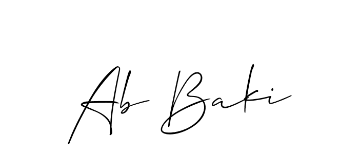 Use a signature maker to create a handwritten signature online. With this signature software, you can design (Allison_Script) your own signature for name Ab Baki. Ab Baki signature style 2 images and pictures png