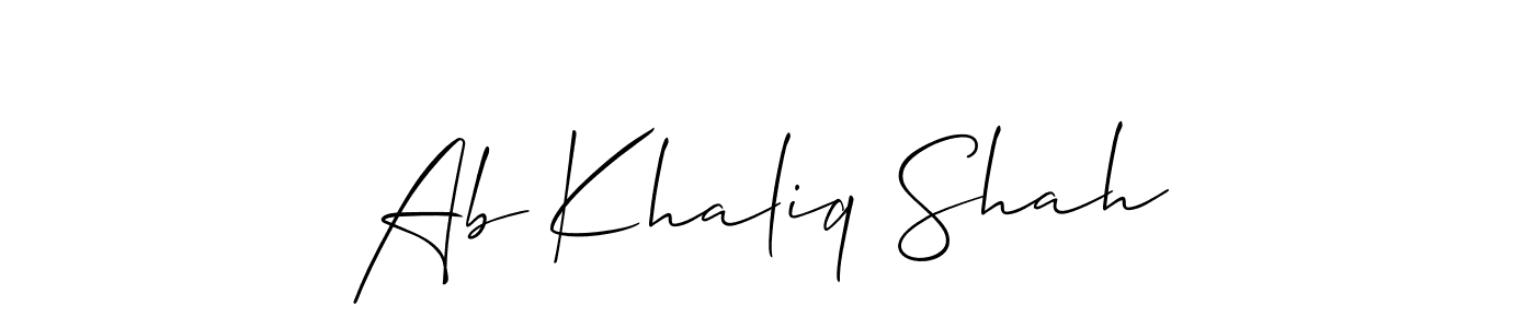 You should practise on your own different ways (Allison_Script) to write your name (Ab Khaliq Shah) in signature. don't let someone else do it for you. Ab Khaliq Shah signature style 2 images and pictures png