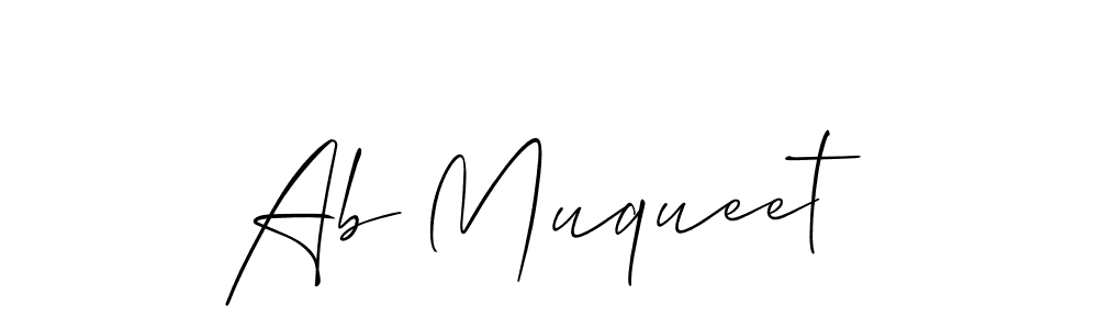 You should practise on your own different ways (Allison_Script) to write your name (Ab Muqueet) in signature. don't let someone else do it for you. Ab Muqueet signature style 2 images and pictures png