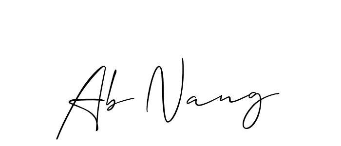 Create a beautiful signature design for name Ab Nang. With this signature (Allison_Script) fonts, you can make a handwritten signature for free. Ab Nang signature style 2 images and pictures png