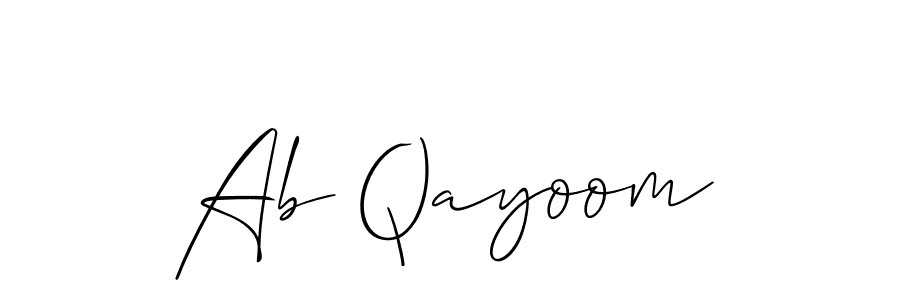 Use a signature maker to create a handwritten signature online. With this signature software, you can design (Allison_Script) your own signature for name Ab Qayoom. Ab Qayoom signature style 2 images and pictures png
