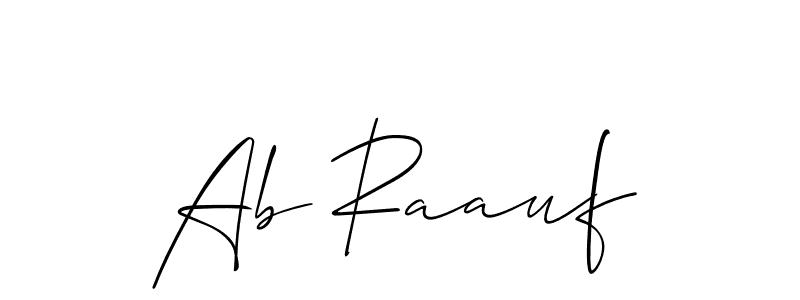 Also You can easily find your signature by using the search form. We will create Ab Raauf name handwritten signature images for you free of cost using Allison_Script sign style. Ab Raauf signature style 2 images and pictures png