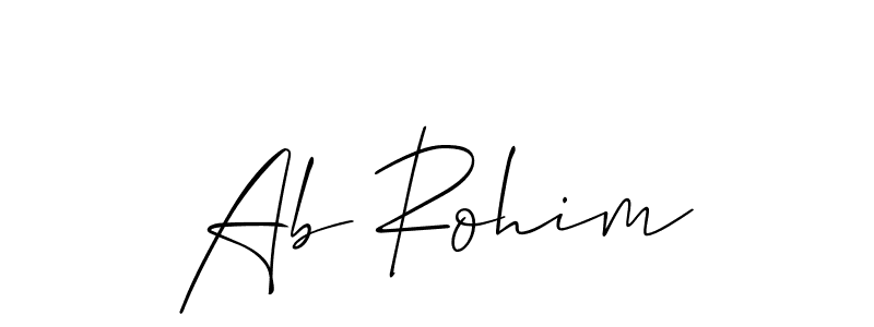 Use a signature maker to create a handwritten signature online. With this signature software, you can design (Allison_Script) your own signature for name Ab Rohim. Ab Rohim signature style 2 images and pictures png