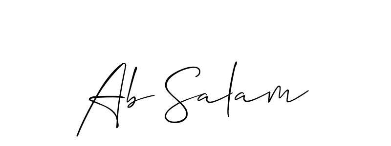 Make a beautiful signature design for name Ab Salam. With this signature (Allison_Script) style, you can create a handwritten signature for free. Ab Salam signature style 2 images and pictures png