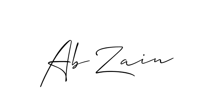 Also You can easily find your signature by using the search form. We will create Ab Zain name handwritten signature images for you free of cost using Allison_Script sign style. Ab Zain signature style 2 images and pictures png