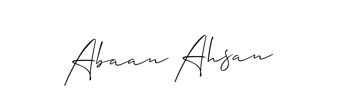 Design your own signature with our free online signature maker. With this signature software, you can create a handwritten (Allison_Script) signature for name Abaan Ahsan. Abaan Ahsan signature style 2 images and pictures png