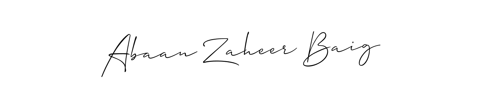 Also You can easily find your signature by using the search form. We will create Abaan Zaheer Baig name handwritten signature images for you free of cost using Allison_Script sign style. Abaan Zaheer Baig signature style 2 images and pictures png