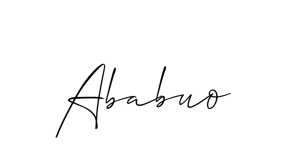 Make a beautiful signature design for name Ababuo. With this signature (Allison_Script) style, you can create a handwritten signature for free. Ababuo signature style 2 images and pictures png