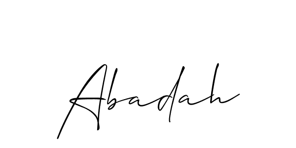 Use a signature maker to create a handwritten signature online. With this signature software, you can design (Allison_Script) your own signature for name Abadah. Abadah signature style 2 images and pictures png