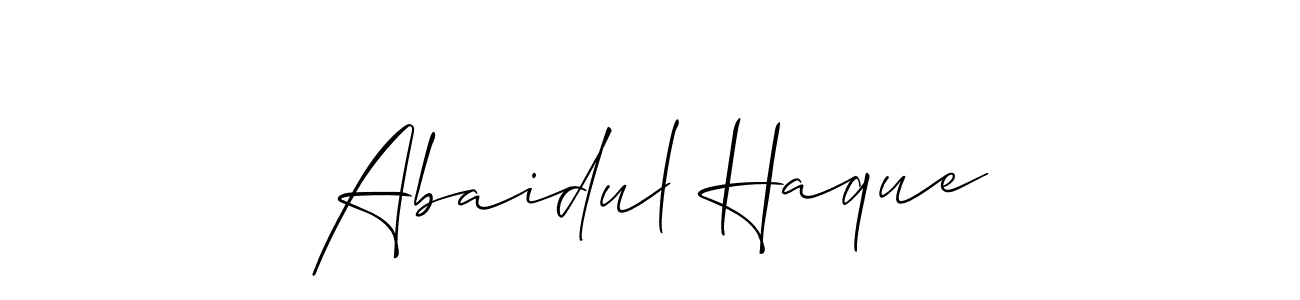 The best way (Allison_Script) to make a short signature is to pick only two or three words in your name. The name Abaidul Haque include a total of six letters. For converting this name. Abaidul Haque signature style 2 images and pictures png