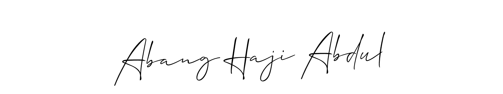 Also You can easily find your signature by using the search form. We will create Abang Haji Abdul name handwritten signature images for you free of cost using Allison_Script sign style. Abang Haji Abdul signature style 2 images and pictures png