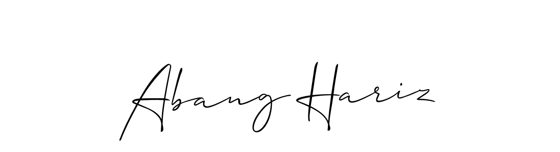 It looks lik you need a new signature style for name Abang Hariz. Design unique handwritten (Allison_Script) signature with our free signature maker in just a few clicks. Abang Hariz signature style 2 images and pictures png