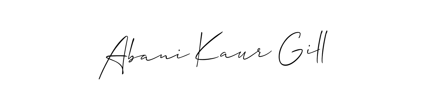 Similarly Allison_Script is the best handwritten signature design. Signature creator online .You can use it as an online autograph creator for name Abani Kaur Gill. Abani Kaur Gill signature style 2 images and pictures png