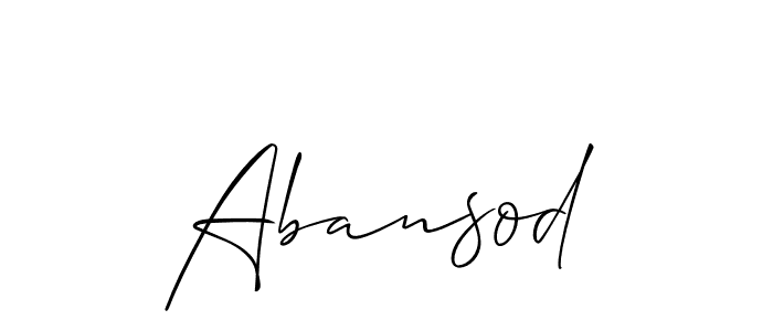 Make a beautiful signature design for name Abansod. With this signature (Allison_Script) style, you can create a handwritten signature for free. Abansod signature style 2 images and pictures png