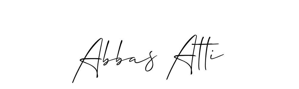 Design your own signature with our free online signature maker. With this signature software, you can create a handwritten (Allison_Script) signature for name Abbas Atti. Abbas Atti signature style 2 images and pictures png