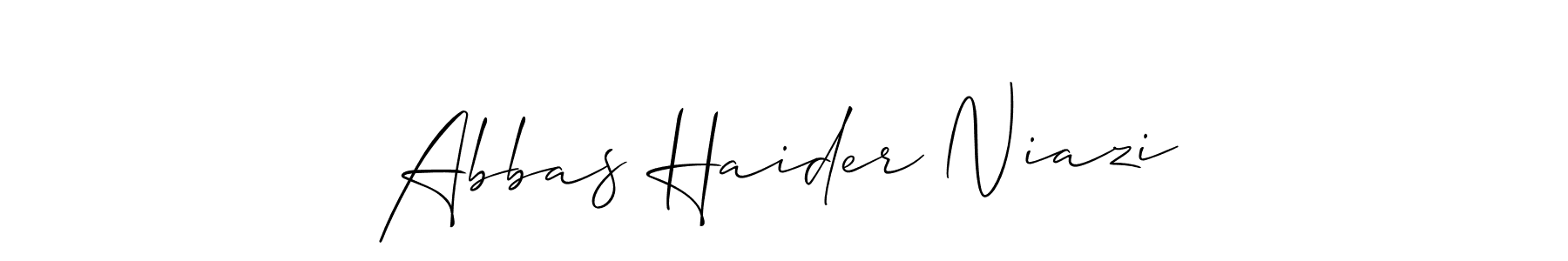 Design your own signature with our free online signature maker. With this signature software, you can create a handwritten (Allison_Script) signature for name Abbas Haider Niazi. Abbas Haider Niazi signature style 2 images and pictures png