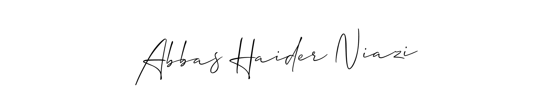 Design your own signature with our free online signature maker. With this signature software, you can create a handwritten (Allison_Script) signature for name Abbas Haider Niazi. Abbas Haider Niazi signature style 2 images and pictures png