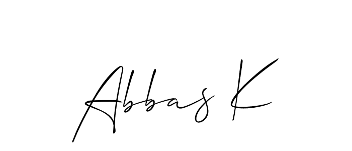 Allison_Script is a professional signature style that is perfect for those who want to add a touch of class to their signature. It is also a great choice for those who want to make their signature more unique. Get Abbas K name to fancy signature for free. Abbas K signature style 2 images and pictures png