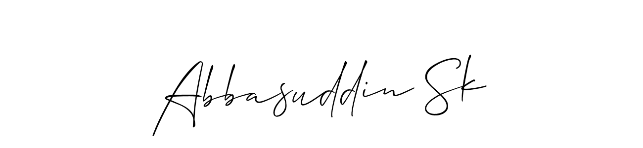 The best way (Allison_Script) to make a short signature is to pick only two or three words in your name. The name Abbasuddin Sk include a total of six letters. For converting this name. Abbasuddin Sk signature style 2 images and pictures png