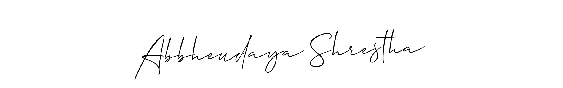 Design your own signature with our free online signature maker. With this signature software, you can create a handwritten (Allison_Script) signature for name Abbheudaya Shrestha. Abbheudaya Shrestha signature style 2 images and pictures png