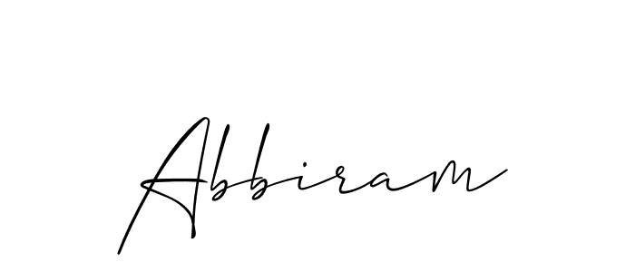 Design your own signature with our free online signature maker. With this signature software, you can create a handwritten (Allison_Script) signature for name Abbiram. Abbiram signature style 2 images and pictures png