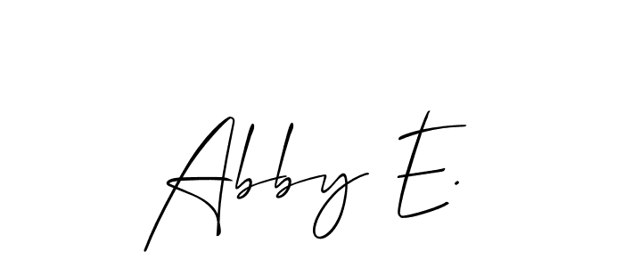 The best way (Allison_Script) to make a short signature is to pick only two or three words in your name. The name Abby E. include a total of six letters. For converting this name. Abby E. signature style 2 images and pictures png