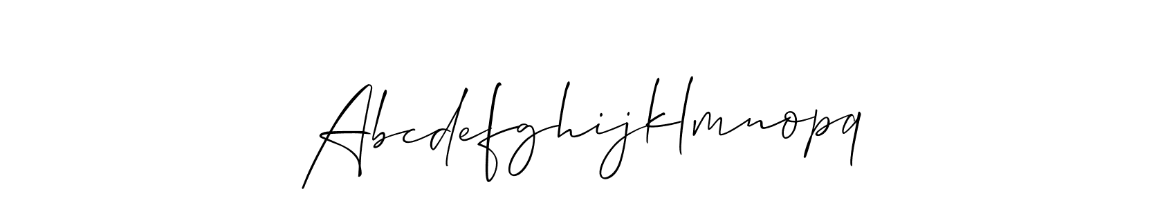 Use a signature maker to create a handwritten signature online. With this signature software, you can design (Allison_Script) your own signature for name Abcdefghijklmnopq. Abcdefghijklmnopq signature style 2 images and pictures png