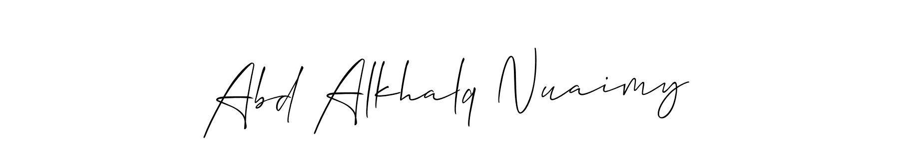 Use a signature maker to create a handwritten signature online. With this signature software, you can design (Allison_Script) your own signature for name Abd Alkhalq Nuaimy. Abd Alkhalq Nuaimy signature style 2 images and pictures png