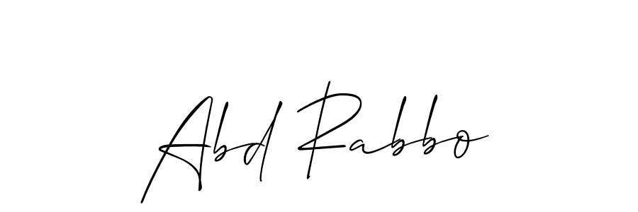 Use a signature maker to create a handwritten signature online. With this signature software, you can design (Allison_Script) your own signature for name Abd Rabbo. Abd Rabbo signature style 2 images and pictures png