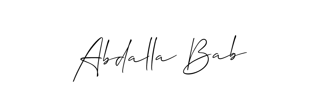 if you are searching for the best signature style for your name Abdalla Bab. so please give up your signature search. here we have designed multiple signature styles  using Allison_Script. Abdalla Bab signature style 2 images and pictures png