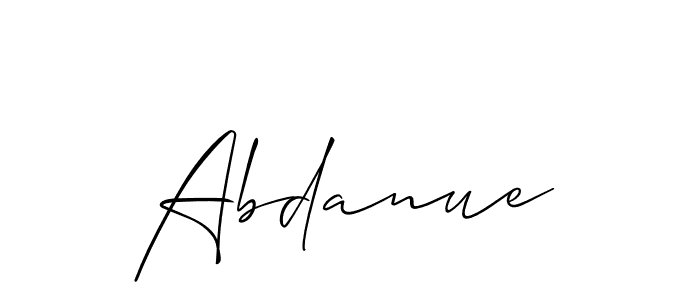 Make a beautiful signature design for name Abdanue. With this signature (Allison_Script) style, you can create a handwritten signature for free. Abdanue signature style 2 images and pictures png