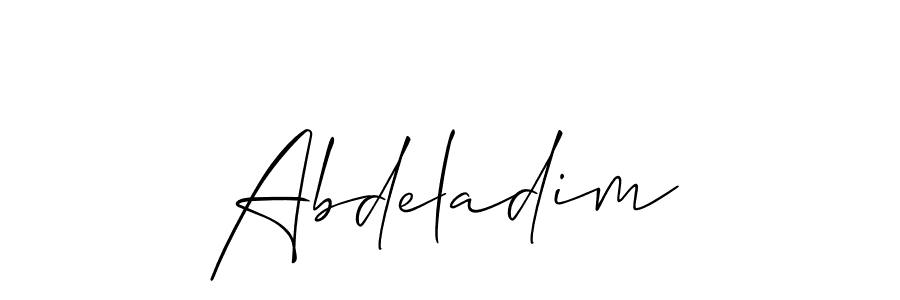 Use a signature maker to create a handwritten signature online. With this signature software, you can design (Allison_Script) your own signature for name Abdeladim. Abdeladim signature style 2 images and pictures png