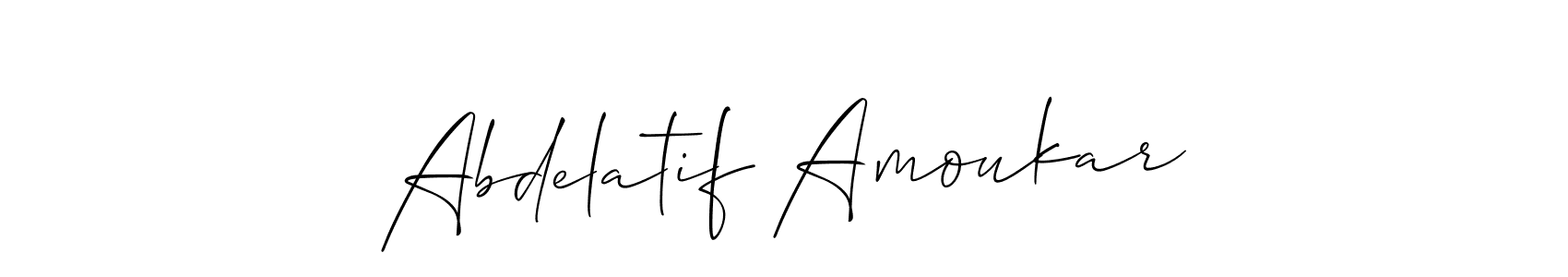 Allison_Script is a professional signature style that is perfect for those who want to add a touch of class to their signature. It is also a great choice for those who want to make their signature more unique. Get Abdelatif Amoukar name to fancy signature for free. Abdelatif Amoukar signature style 2 images and pictures png