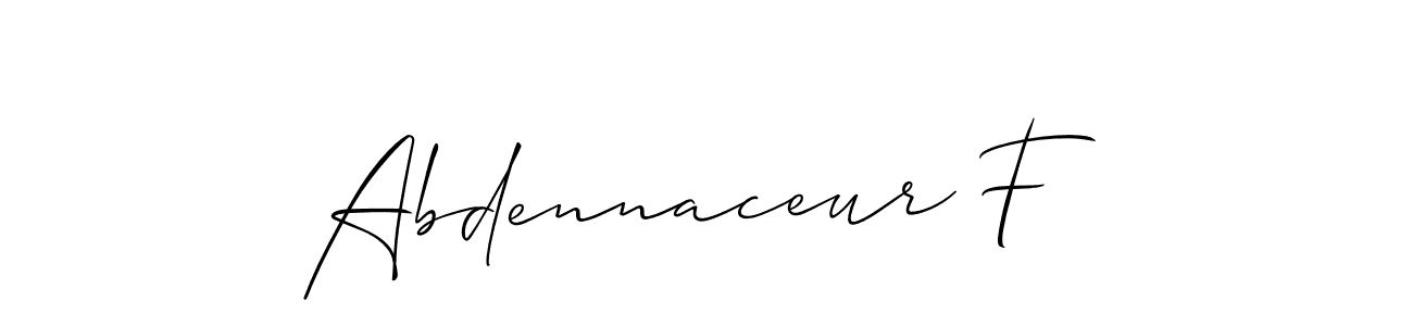 How to make Abdennaceur F signature? Allison_Script is a professional autograph style. Create handwritten signature for Abdennaceur F name. Abdennaceur F signature style 2 images and pictures png