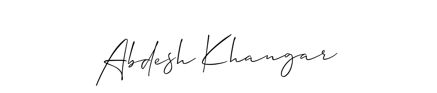 if you are searching for the best signature style for your name Abdesh Khangar. so please give up your signature search. here we have designed multiple signature styles  using Allison_Script. Abdesh Khangar signature style 2 images and pictures png