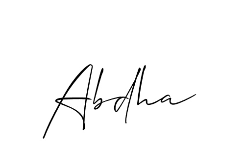 The best way (Allison_Script) to make a short signature is to pick only two or three words in your name. The name Abdha include a total of six letters. For converting this name. Abdha signature style 2 images and pictures png