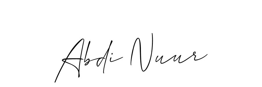Use a signature maker to create a handwritten signature online. With this signature software, you can design (Allison_Script) your own signature for name Abdi Nuur. Abdi Nuur signature style 2 images and pictures png