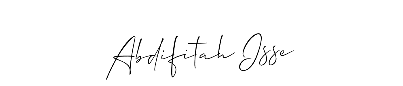 Make a beautiful signature design for name Abdifitah Isse. With this signature (Allison_Script) style, you can create a handwritten signature for free. Abdifitah Isse signature style 2 images and pictures png