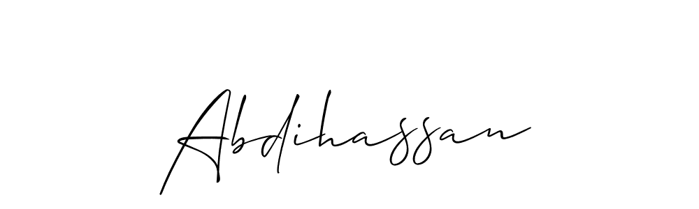 Use a signature maker to create a handwritten signature online. With this signature software, you can design (Allison_Script) your own signature for name Abdihassan. Abdihassan signature style 2 images and pictures png